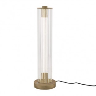 Lampa stołowa Merezi Led w kolorze patyna mat z kloszem z ryflowanego szkła