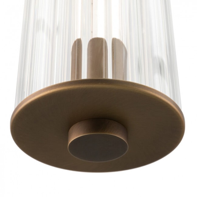 Lampa stołowa Merezi Led w kolorze patyna mat z kloszem z ryflowanego szkła