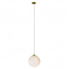Lampa wisząca Volterra w kolorze mosiadzu z kloszem z alabastru