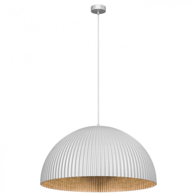 Lampa wisząca Gandra w kolorze białym z kloszem z karbowanego kompozytu
