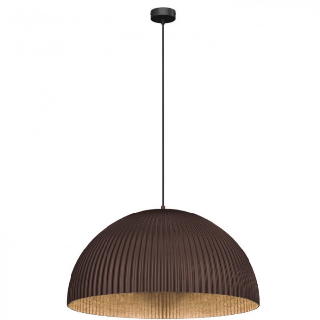 Lampa wisząca Gandra w kolorze czekoladowym z kloszem z karbowanego kompozytu
