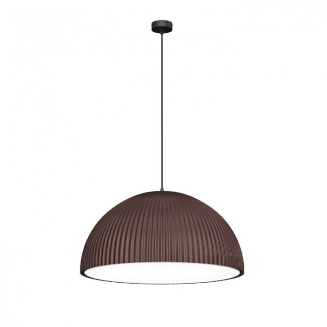 Lampa wisząca Gandra w kolorze czekoladowym z kloszem z karbowanego kompozytu