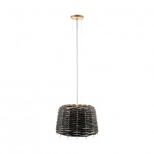 Lampa wisząca Suami O z plecionym kloszem z czarnej gumy