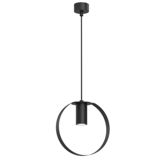 Nowoczesna lampa wisząca Ortiga 1 z kloszem w kształcie obręczy w kolorze czarnym