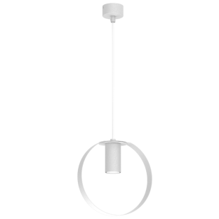 Nowoczesna lampa wisząca Ortiga 1 z kloszem w kształcie obręczy w kolorze białym