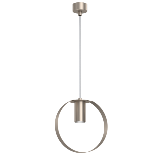 Nowoczesna lampa wisząca Ortiga 1 z kloszem w kształcie obręczy w kolorze platyny