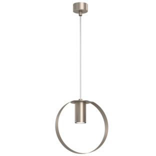 Nowoczesna lampa wisząca Ortiga 1 z kloszem w kształcie obręczy w kolorze platyny