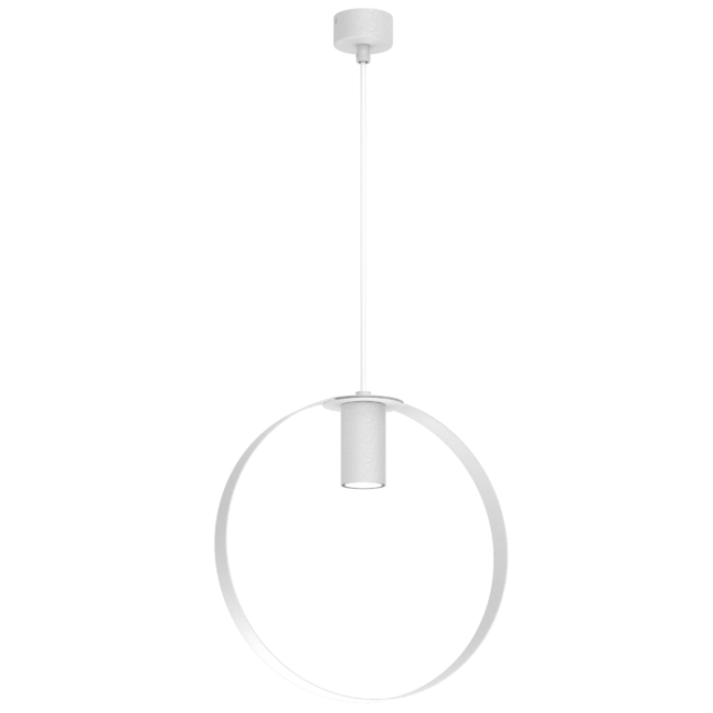 Nowoczesna lampa wisząca Ortiga 2 z kloszem w kształcie obręczy w kolorze białym