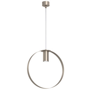 Nowoczesna lampa wisząca Ortiga 2 z kloszem w kształcie obręczy w kolorze platyny