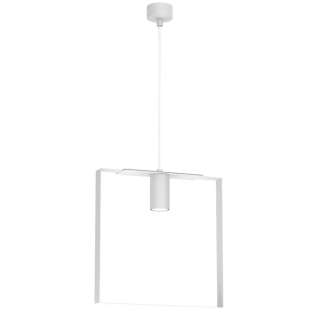 Lampa wisząca Ortiga 5 z kloszem o geometrycznym kształcie w kolorze białym