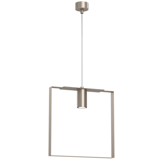 Lampa wisząca Ortiga 5 z kloszem o geometrycznym kształcie w kolorze platyny