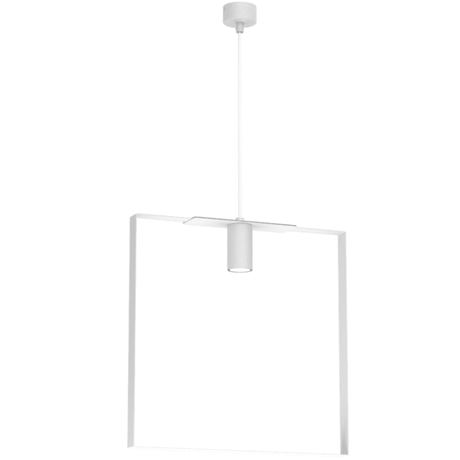 Lampa wisząca Ortiga 6 z kloszem o geometrycznym kształcie w kolorze białym