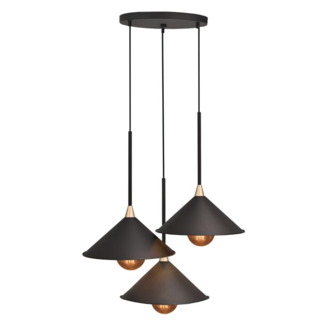 Lampa wisząca Metro 3 w kolorze czarny mat struktura