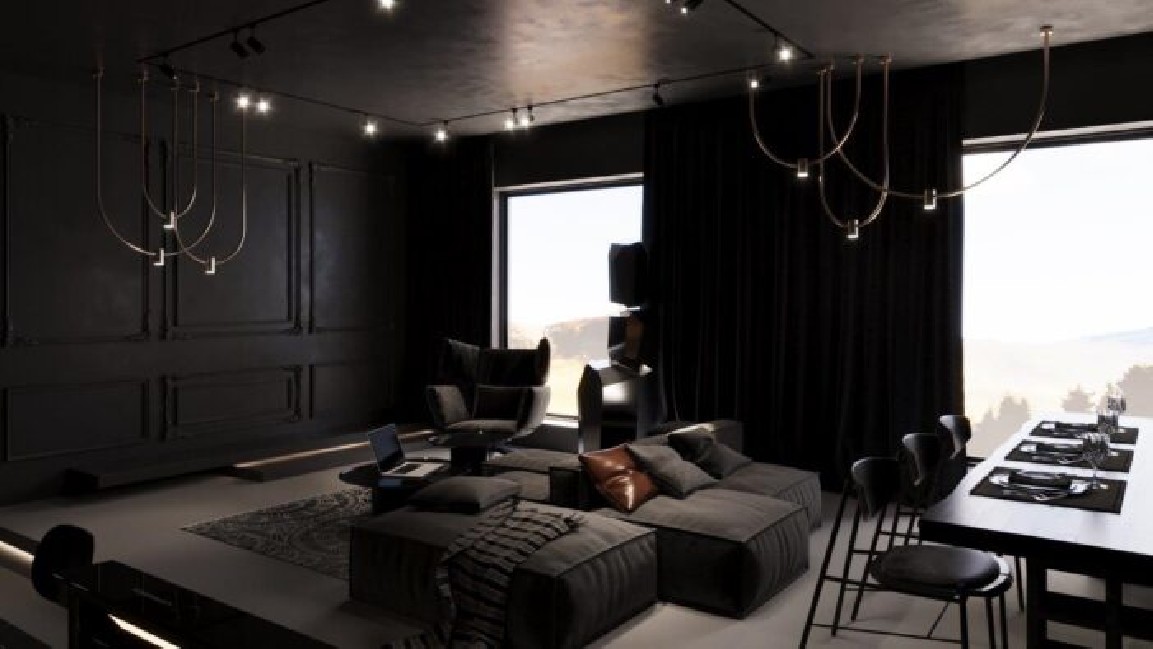 Nowoczesna lampa wisząca no. C z kloszem w kształcie tuby w kolorze czarnym