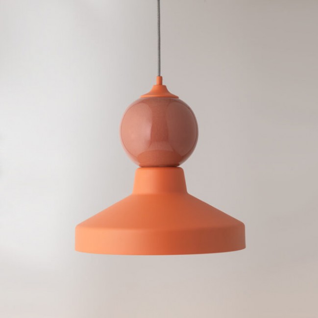 Lampa wisząca Tigali 3 z kloszem z ceramiki w kolorze czerwonej terakoty