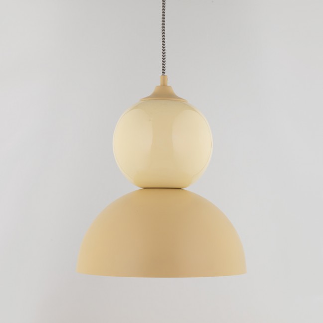 Lampa wisząca Tigali 2 z kloszem z ceramiki w kolorze żółty piasek