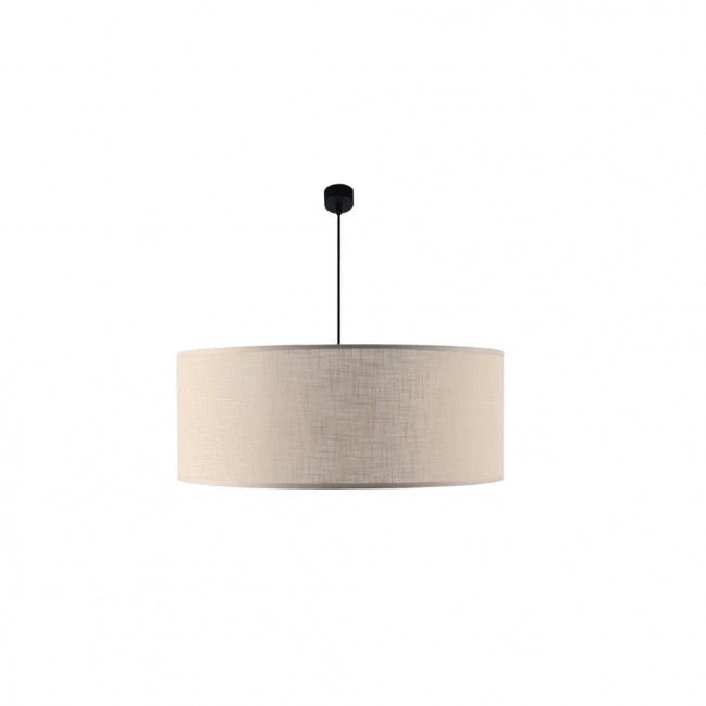Klasyczna lampa wisząca Lamego O Z z abażurem w kolorze beżowym