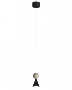 Lampa wisząca Bingo Led w kolorze czarnym z metalu i naturalnego trawertynu