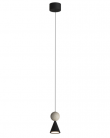 Lampa wisząca Bingo Led w kolorze czarnym z metalu i naturalnego trawertynu