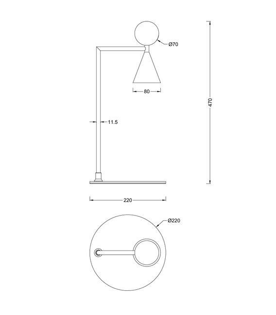 Lampa stołowa Bingo Led w kolorze czarnym z metalu i naturalnego malachitu