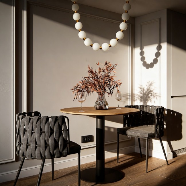 Nowoczesna lampa wisząca Dorado Rope Led złota z białymi kulkami - CCT