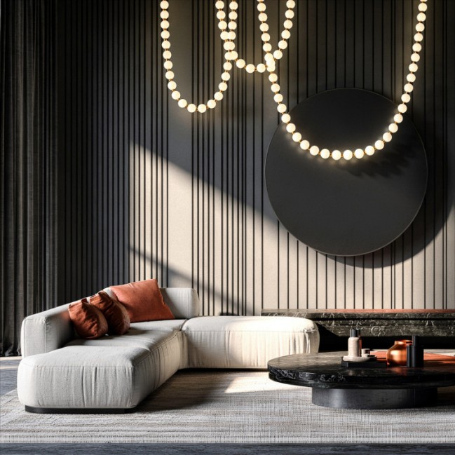 Nowoczesna lampa wisząca Dorado Rope Led złota z białymi kulkami - CCT
