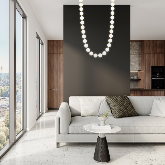 Nowoczesna lampa wisząca Dorado Rope Led złota z białymi kulkami - CCT