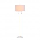 Lampa podłogowa Fogo drewniana z białym abażurem