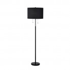 Lampa podłogowa Fogo drewniana z czarnym abażurem