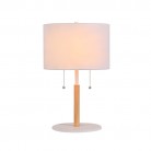 Lampa stołowa Fogo drewniana z białym abażurem