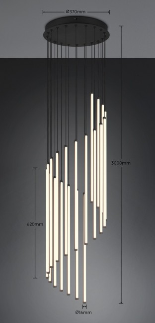 Długa lampa wisząca Baxter Led w kolorze czarny mat - ściemnialna