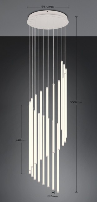 Długa lampa wisząca Baxter Led w kolorze szary mat - ściemnialna