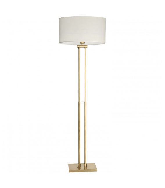 Lampa podłogowa Athens w kolorze mosiądz szczotkowany z białym abażurem