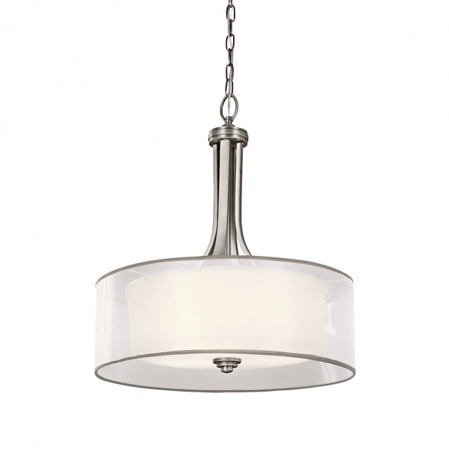 Lampa wisząca Lacey w kolorze matowy nikiel z podwójnym kloszem - od ręki