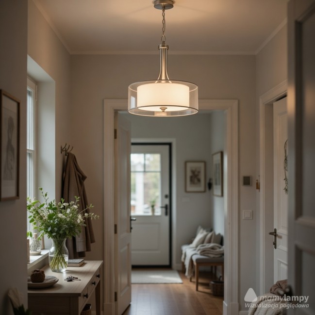 Lampa wisząca Lacey w kolorze matowy nikiel z podwójnym kloszem - od ręki