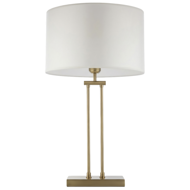 Lampa stołowa Athens w kolorze mosiądz szczotkowany z białym abażurem