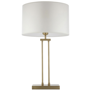 Lampa stołowa Athens w kolorze mosiądz szczotkowany z białym abażurem