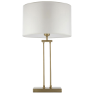 Lampa stołowa Athens w kolorze mosiądz szczotkowany z białym abażurem