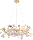 Lampa wisząca Leaf w kolorze złoty połysk z listkami z białej ceramiki