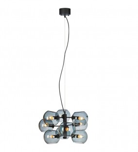 Lampa wisząca Soap metal czarny szkło dymione - od ręki