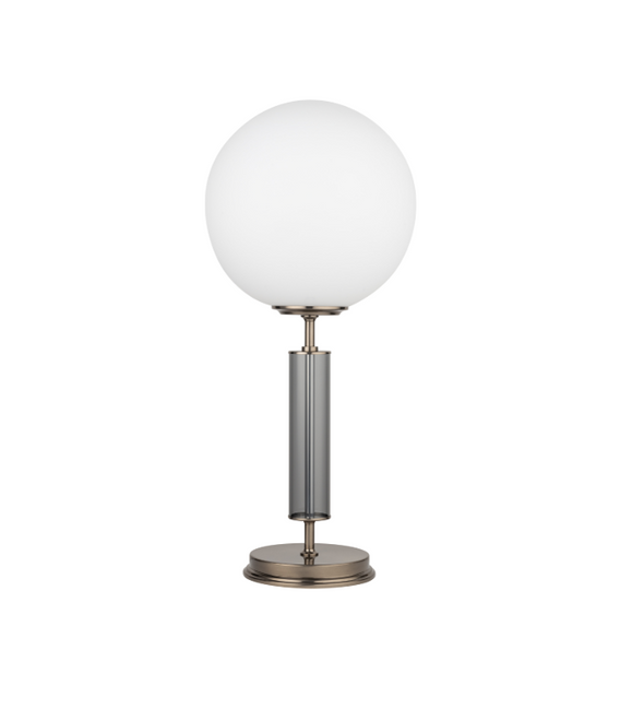 Lampa stołowa Ultimo w kolorze tytanu z kloszem w kształcie kuli