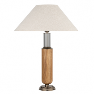 Lampa stołowa Natura z mosiądzu w kolorze tytanu z lnianym abażurem