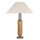 Lampa stołowa Natura z mosiądzu w kolorze tytanu z lnianym abażurem